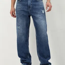 SHOWOFF Men Comfort Straight Fit Low-Rise Mildly Distressed Light Fade Acid Wash Jeans-picture-48