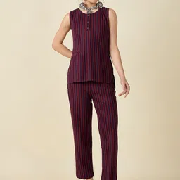 STADO Striped Pure Cotton Top With Trousers Co-Ords-picture-54