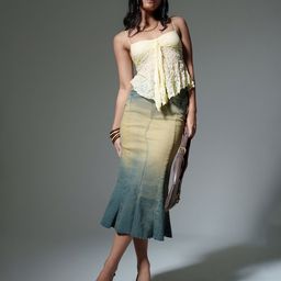 FREAKINS Mermaid Design Denim Midi Skirt-picture-19