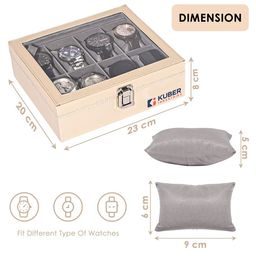 Kuber Industries Set Of 2 Cream-Coloured & Grey 8 Slots Watch Organiser Box image 4