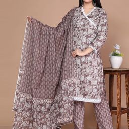 ANTU KURTIES Floral Printed Regular Pure Cotton Kurta With Trouser With Dupatta-image-59