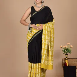 THE FAMILIAR HANDICRAFTS Paisley Zari Pure Cotton Ikat Saree-picture-5