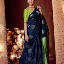 HERE&NOW Woven Design Zari Pure Silk Banarasi Saree-27