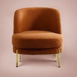 nestroots Elegant French Provincial Orange-Coloured & Gold Toned Wooden Lounge Chair-9