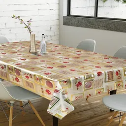 Dakshya Industries Gold-Toned Floral Waterproof Plastic 6-Seater Table Cover-image-46