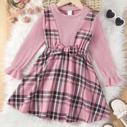TIOR Girls Checked Fit & Flare Midi Dress-picture-18
