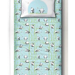 Silverlinen Panda Village Single Bed Sheet & Pillow Cover Set - Blue-image-82