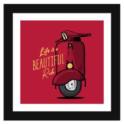 Wens Motivational Quotes Frame Life Is A Beautiful Ride Print- Red-13