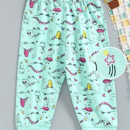 Babyhug Full Length Lounge Pants Dino Print - Green-image-46