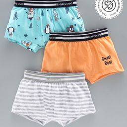Babyoye Boys Cotton Blend Briefs Animal Print Pack of 3 - Blue Orange Grey-image-16