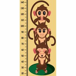 WENS Monkey Theme Removable Height Measurement Wall Sticker - Peach-image-15