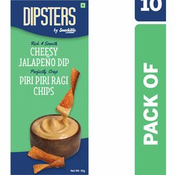 Snackible Dipsters Ragi Chips with Cheesy Jalepeno Peri Peri  Dip Pack of 10 - 50 gm Each-27