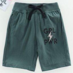 Doreme Mid Thigh Length Shorts Text Print - Olive Green-image-68