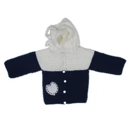 USHA ENTERPRISES Full Sleeves Heart Knit Detailing Hooded Sweater - Blue-picture-24