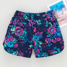 Kiddopanti Flower Print Detailing Hot Shorts - Navy Blue-image-18