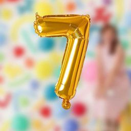 Amfin Number 7 Foil Balloon Golden - Height 40 cm-picture-0