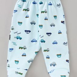 Child World Bootie Leggings Vehicle Print - Torquoise Blue-image-6