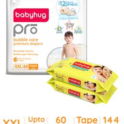 Babyhug Pro Bubble care premium Tape Style Diaper XX Large - 60 Pieces & Babyhug Premium Baby Lemon Wipes - 72 Pieces -(Pack of 2)-image-33