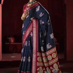 SANSKAR Floral Zari Silk Blend Kanjeevaram Saree-picture-14