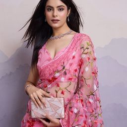 VAIRAGEE Floral Embroidered Net Saree-picture-52