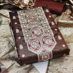 DIVASTRI Floral Woven Design Unstitched Dress Material-image-26