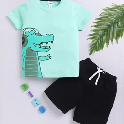 LITTLE NINJA Boys Printed Round Neck Pure Cotton T-shirt With Shorts-image-80