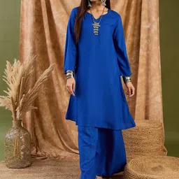 InWeave Women Solid A-Line Kurta with Palazzo-image-51