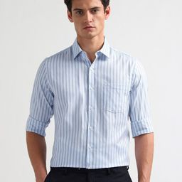Arrow Men Liberty Classic Fit Vertical Striped Spread Collar Pure Cotton Formal Shirt-picture-23