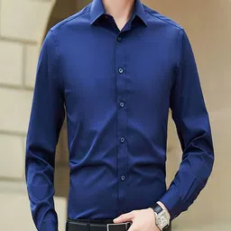 StyleCast Men Spread Collar Solid Linen Casual Shirt-image-85