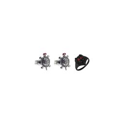 Dynamic Retail Global Set of 3 Ring for Men, Silver-Black Alloy Ring ()-picture-43