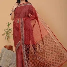 Jevi Women 1Prints Ethnic Motifs Pure Cotton Block Print Saree-47