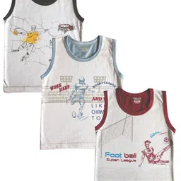 Zoom Minimondo Kids Pack Of 3 Printed Cotton Tank Vests-image-54