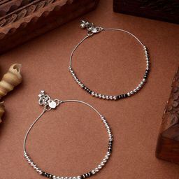 ANIKAS CREATION Silver-Plated Artificial Beads Anklet-50