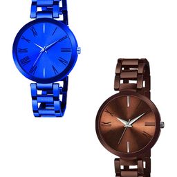 THE SHOPOHOLIC Women Pack Of 2 Dial & Stainless Steel Straps Analogue WatchesTNR-BR-BL-image-14