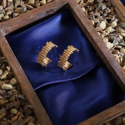 ELLE Gold Plated Contemporary Half Hoop Earrings-55