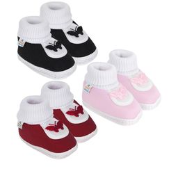 NESKA MODA 0 To 12 Months Baby Boys & Baby Girls Pack of 3 Pair Soft Cotton Butterfly Baby Booties-image-57
