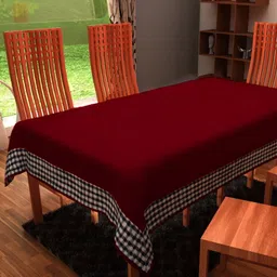 Home Heart Burgundy Cotton 8-Seater Table Cover with Patchwork details-84