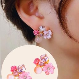 Pastel Enamel Flower Earrings-image-90