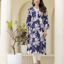 PURSHOTTAM WALA Women Floral Printed Regular Straight Above Knee Kurta-17