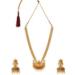 TEEJH Gold-Plated Stone-Studded & Beaded Jewellery Set image 2