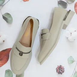 Ronnie Grey Women Textured PU Loafers-image-63