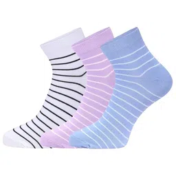 FABdon Women Pack Of 3 Striped Anti-Bacterial Ankle Length Socks-image-1