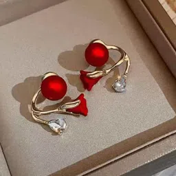VR Creatives Stainless Steel American Diamond Studded Floral Shaped Studs-36