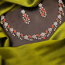 Lyriss Gold-Plated Artificial Stones Studded Nacklace With Earrings-27