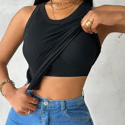 HIGH BUY Women Solid Tank Crop Top-picture-15