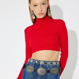 Koton Women Striped Crop Pullover-image-46
