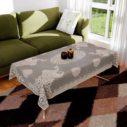 Aura Brown 2 Pieces Peacock-Design Anti-Skid Cotton 4-Seater Table Covers-picture-49