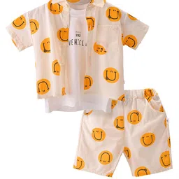 Bold N Elegant Boys Printed Short Sleeves Shirt And T-shirt With Shorts-image-6