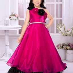 Tiny Kingdom Kids Applique Satin Gown Dress-image-6
