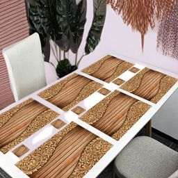 REVEXO 6Pc Brown Printed Rectangle Costers & Table Placemats-36